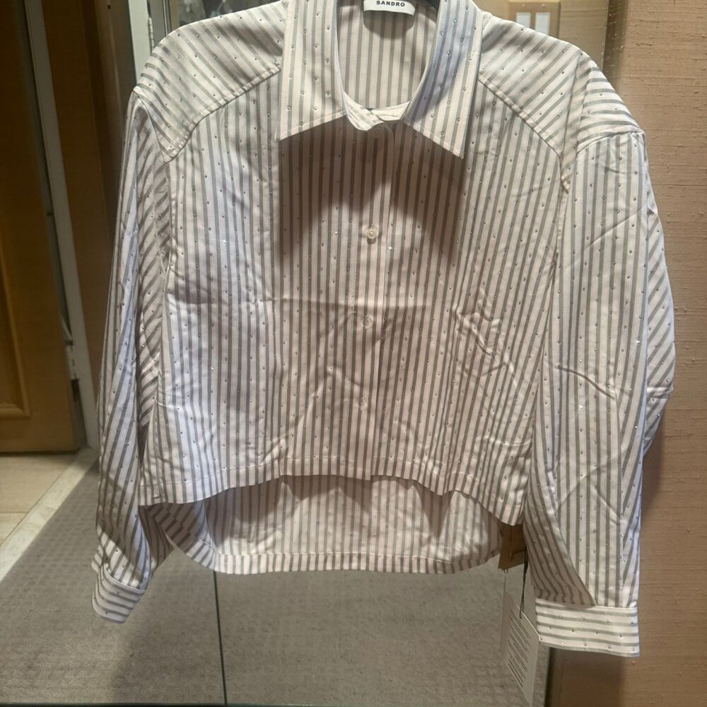 Sandro Striped Rhinestone Shirt - Picture 2 of 3